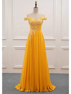 A-Line Wedding Guest Dresses Floral Dress Prom Sweep / Brush Train Sleeveless Off Shoulder Chiffon with Appliques
