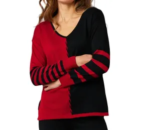 Angel Apparel - V-Neck Cable Sleeve Sweater