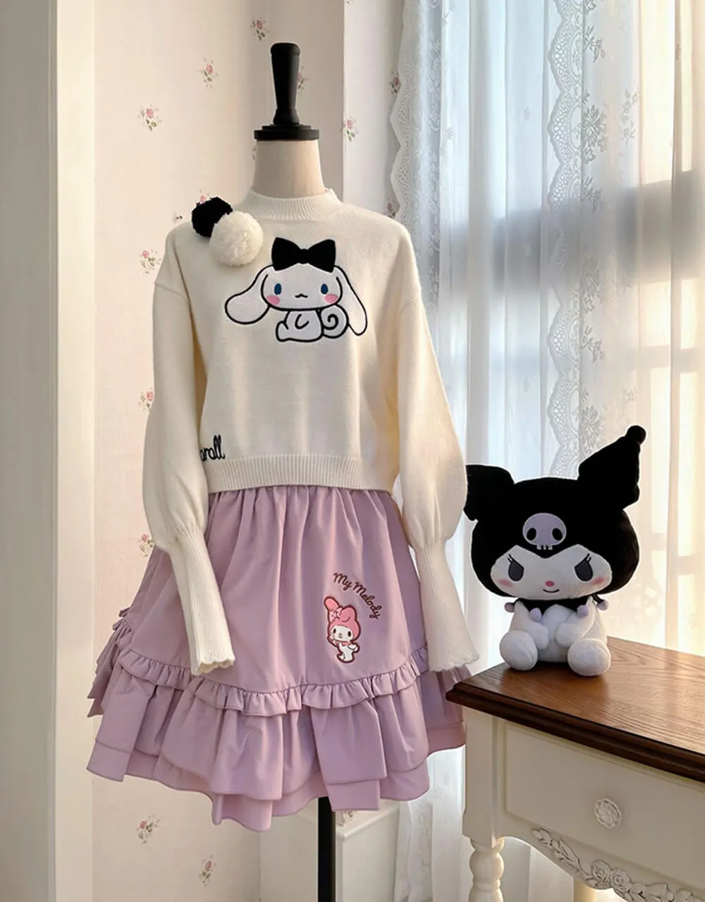 Cinnamoroll Pom-Pom Lamb Sleeve Sweater