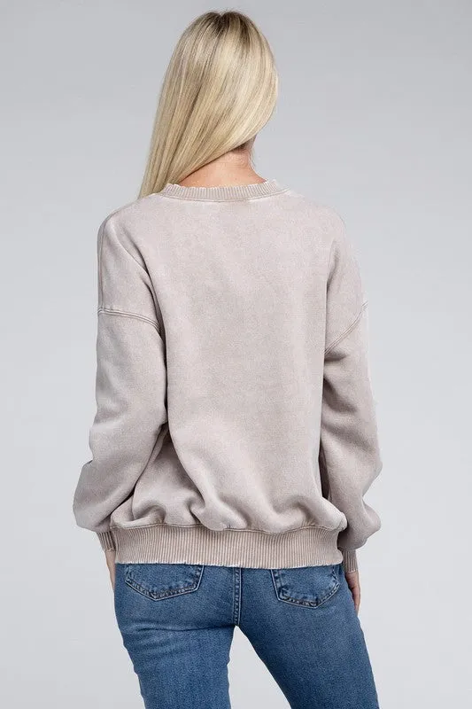 Edgy Comfy Modern Fashion Acid Wash Fleece Oversized Pullover
