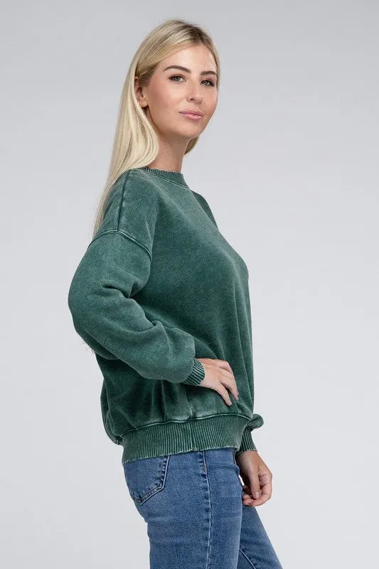 Edgy Comfy Modern Fashion Acid Wash Fleece Oversized Pullover