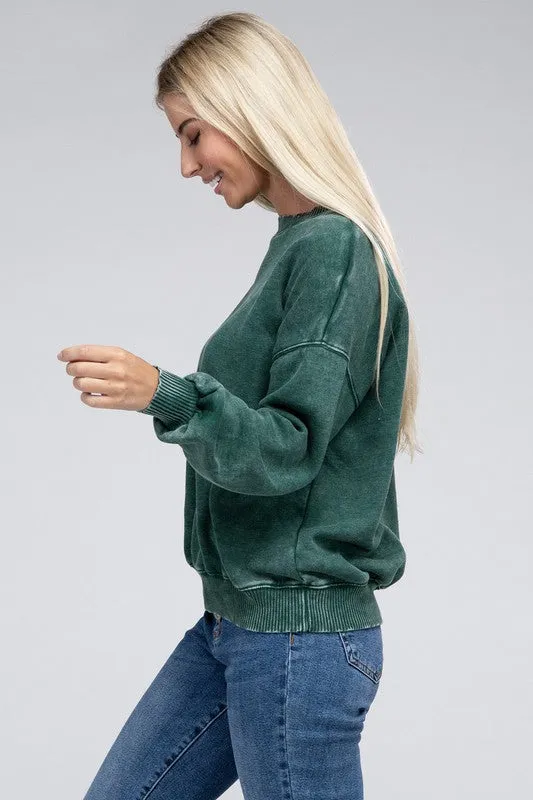 Edgy Comfy Modern Fashion Acid Wash Fleece Oversized Pullover
