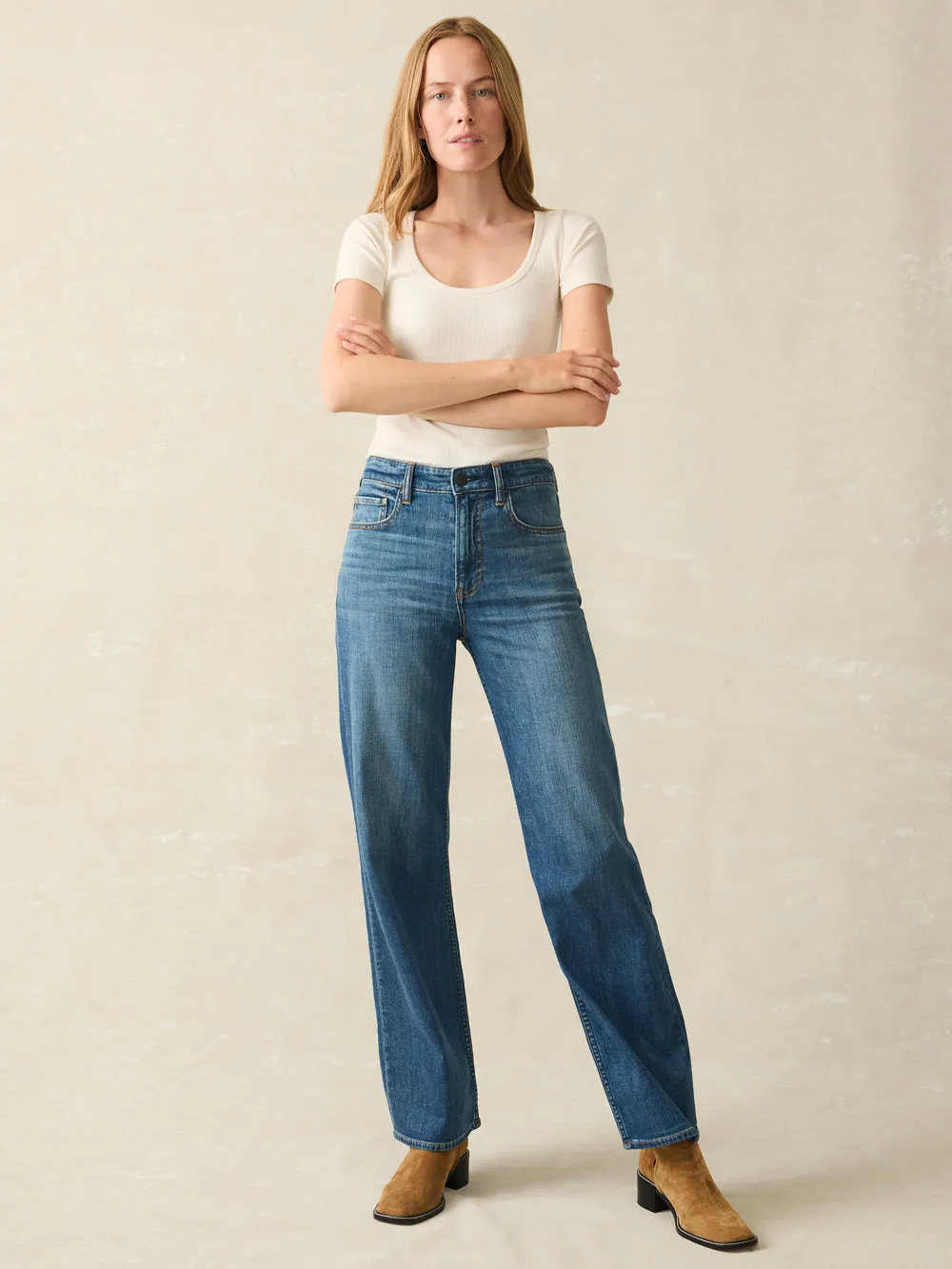 Faherty Dream Jean Wide Leg in Indigo Coast