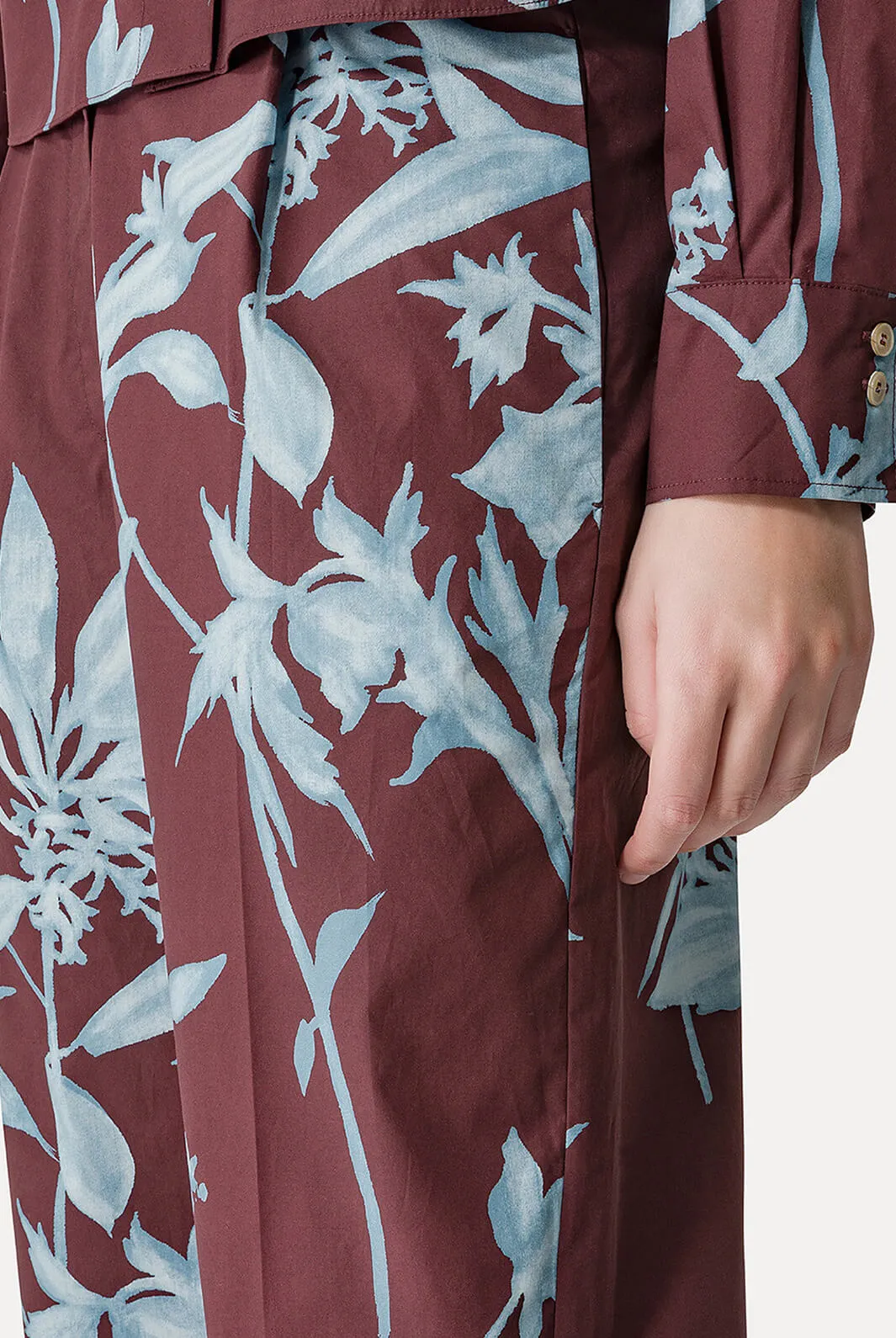 Herbarium Print Popline HIgh Waisted Pants
