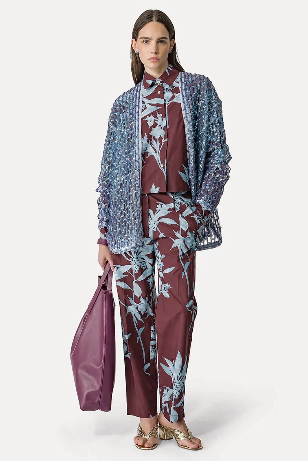 Herbarium Print Popline HIgh Waisted Pants