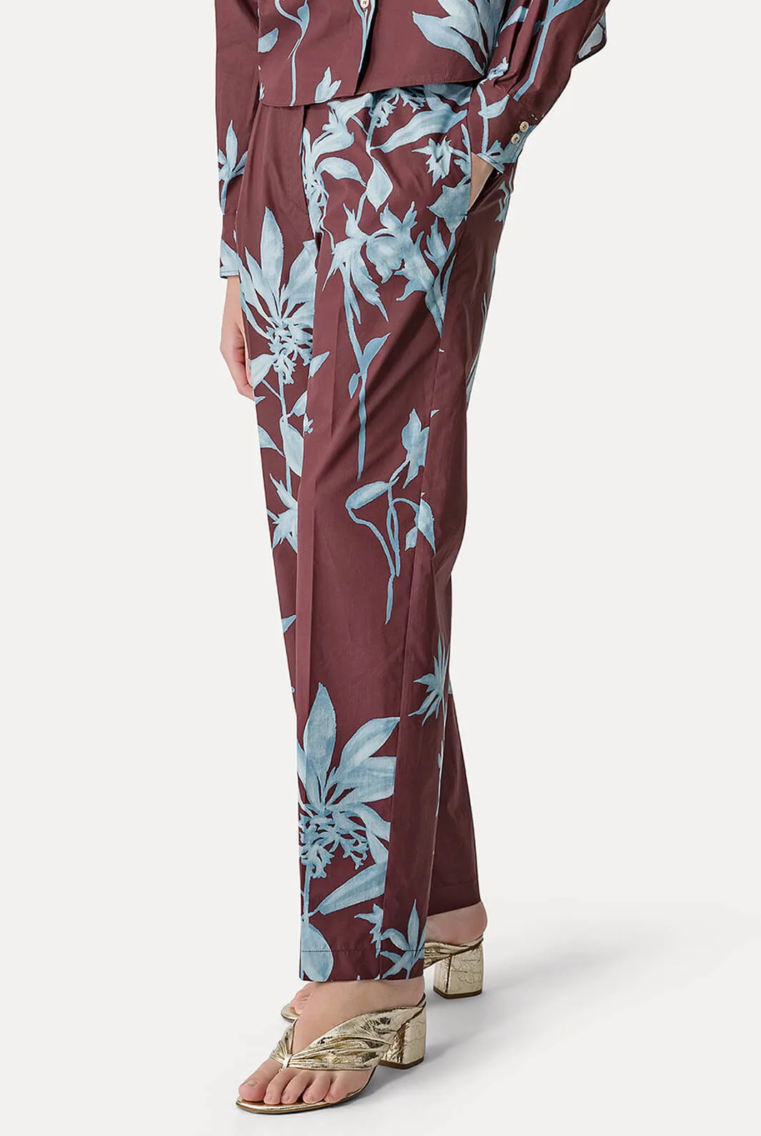 Herbarium Print Popline HIgh Waisted Pants