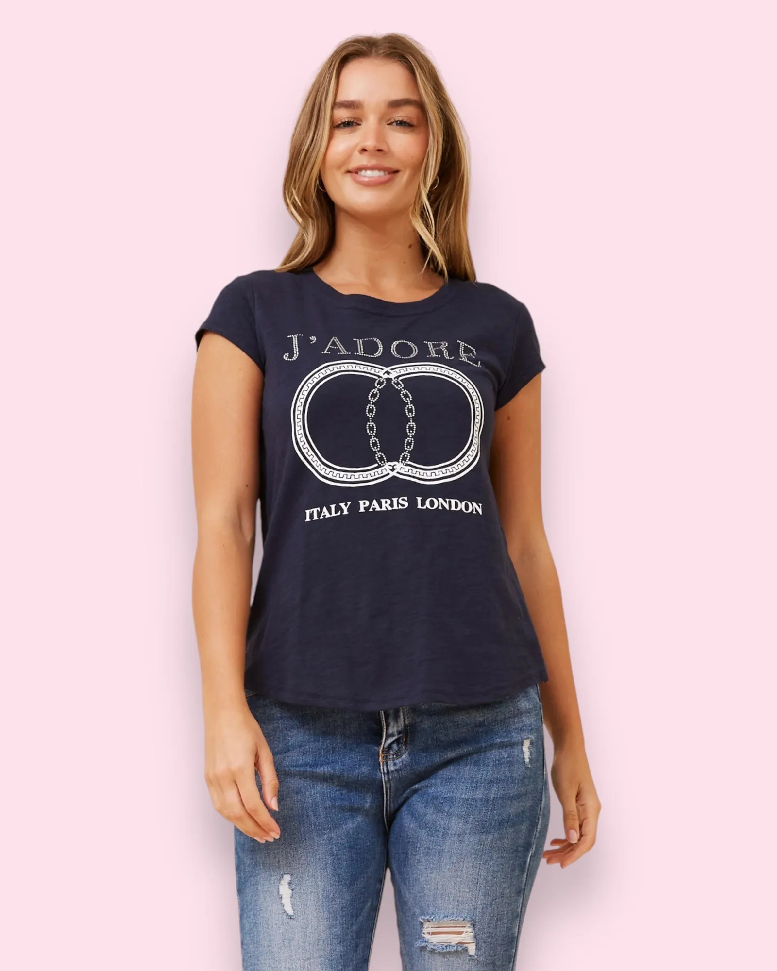 J’ADORE Graphic Tee - Navy