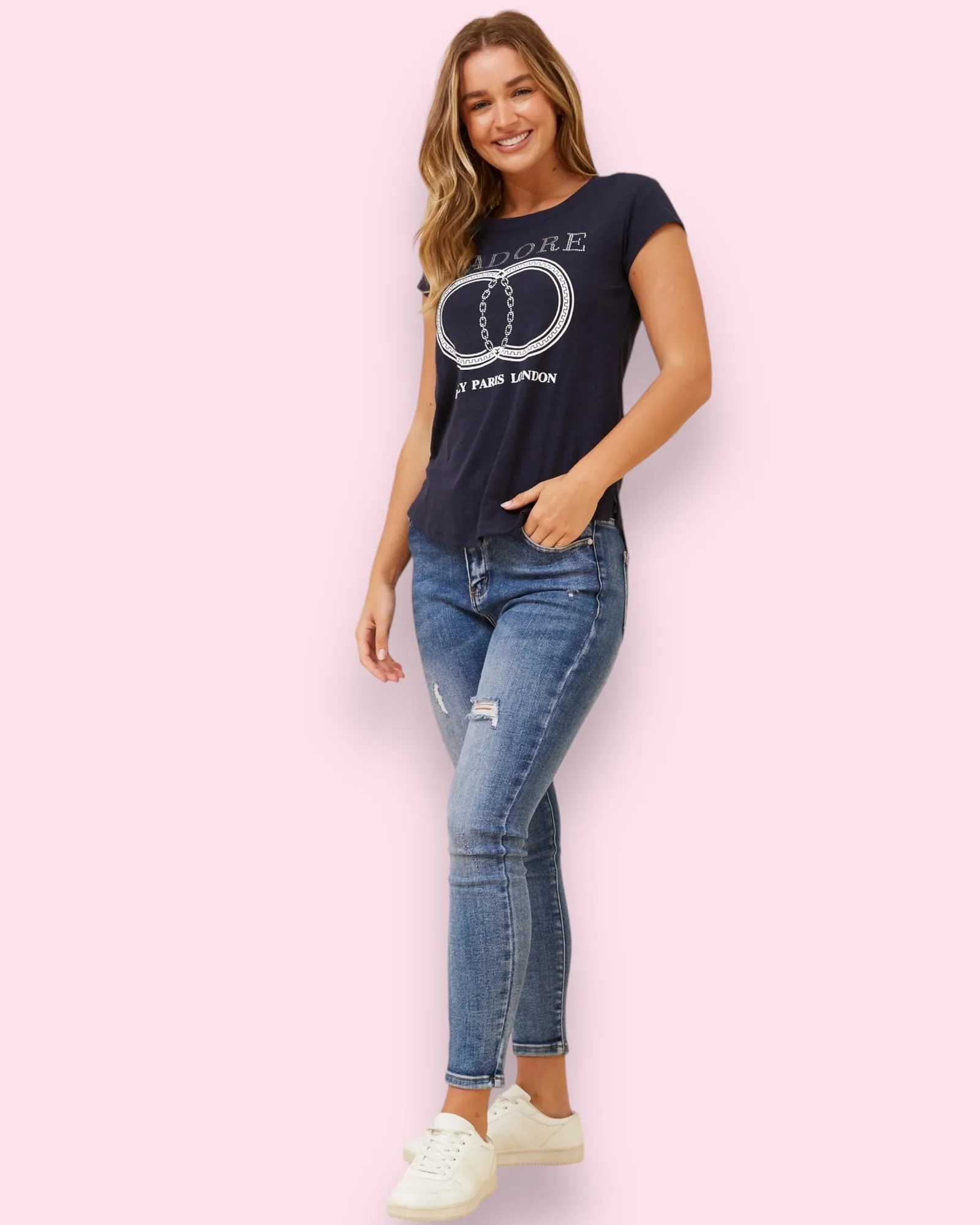 J’ADORE Graphic Tee - Navy