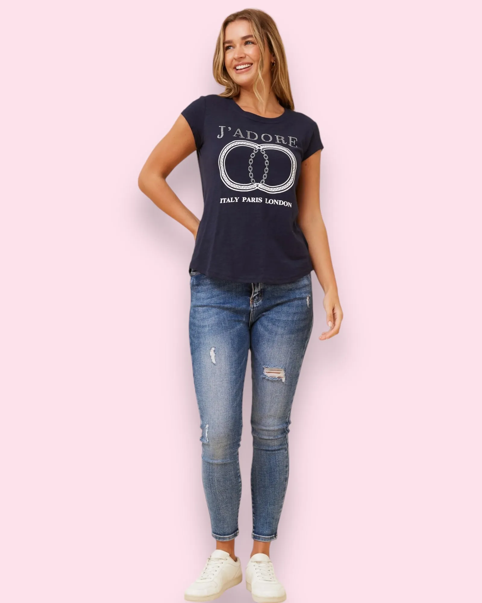 J’ADORE Graphic Tee - Navy